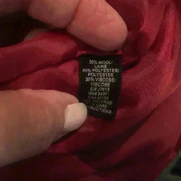 Womens Blazer Pea Vintage Looking Wool‎ Herringbone Belted Feminine Buttons M - Picture 13 of 13